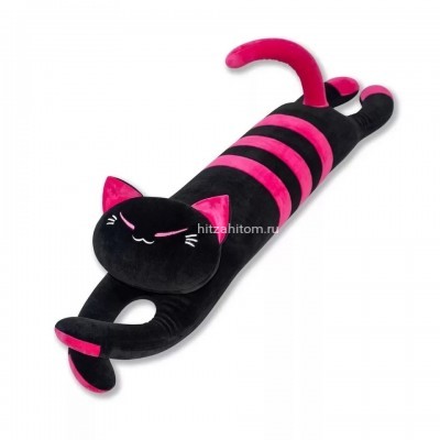 Мягкая игрушка Кошка лежачая черная с полосками оптом