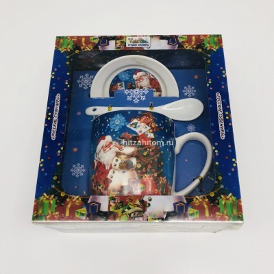  Подарочный набор - посуда "Дед Мороз и Снеговик" (арт. AZ-2021-13) оптом