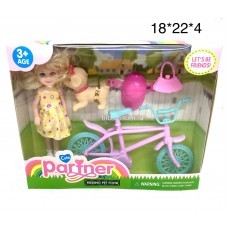 Кукла на велосипеде с щенком (арт. TQ001F) оптом