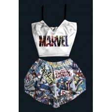 Шелковая женская пижама с принтом Marvel 2 оптом