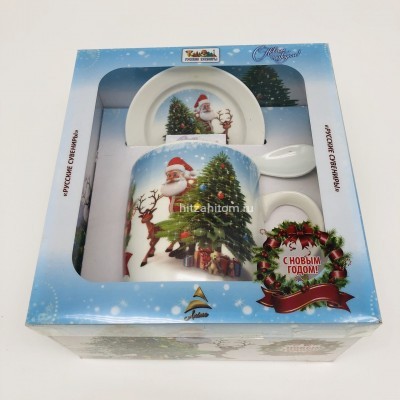 Подарочный набор - посуда "Дед Мороз и елка" (арт. AZ-2021-9) оптом