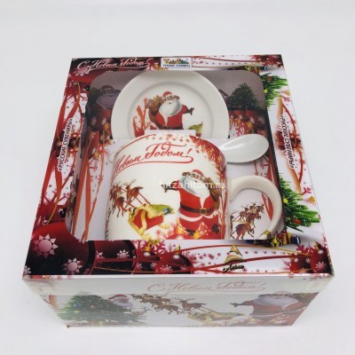 Подарочный набор - посуда "Дед Мороз и олени" (арт. AZ-2021-8) оптом